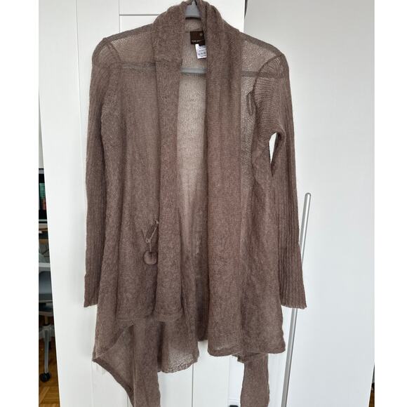 Fenn Wright Manson Brown Mohair Blend Open Front Waterfall Cardigan,Size 12, EUC - Picture 2 of 5